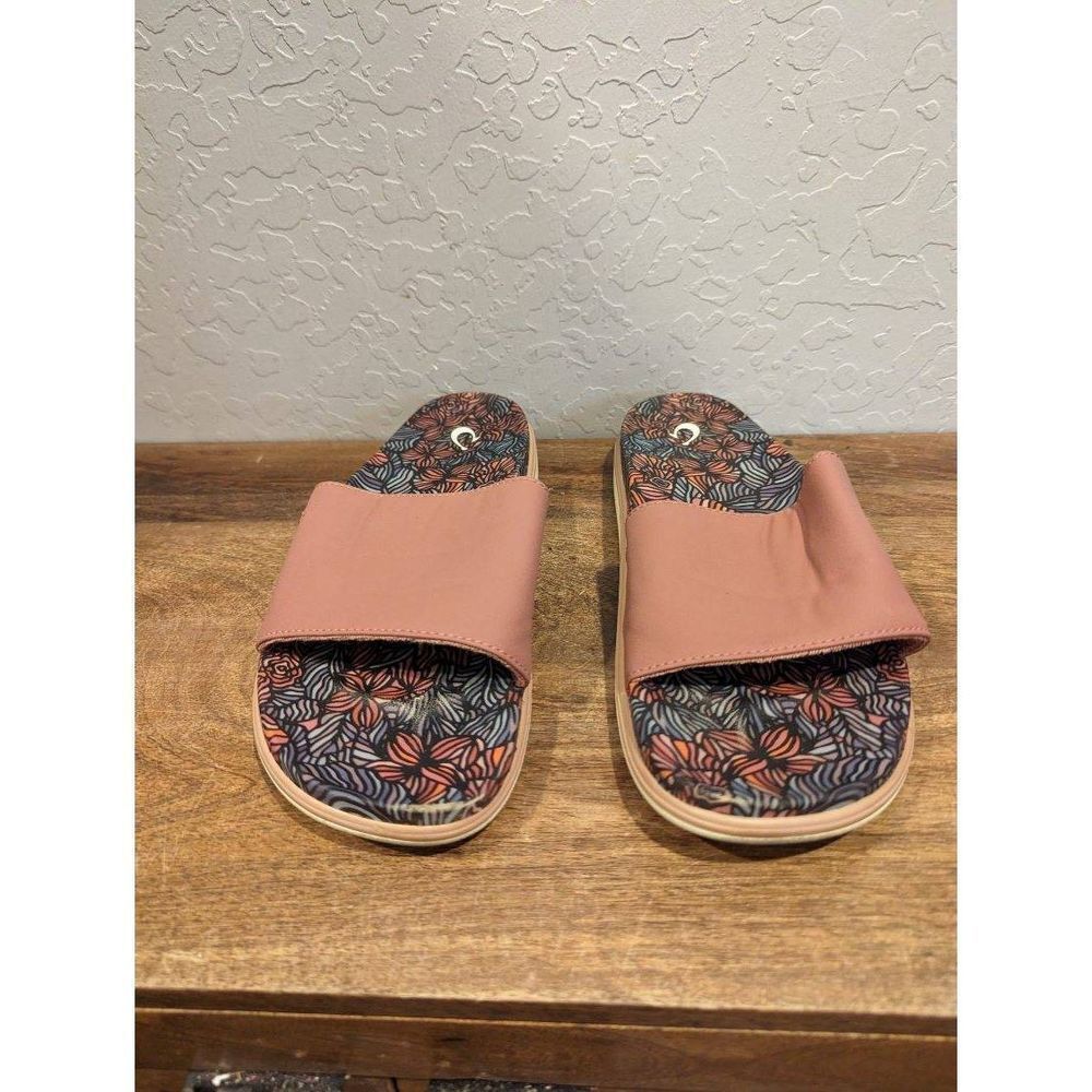 Olukai Pu'e One Multicolor Floral Footbed Slide Sandals Size EU 10‎